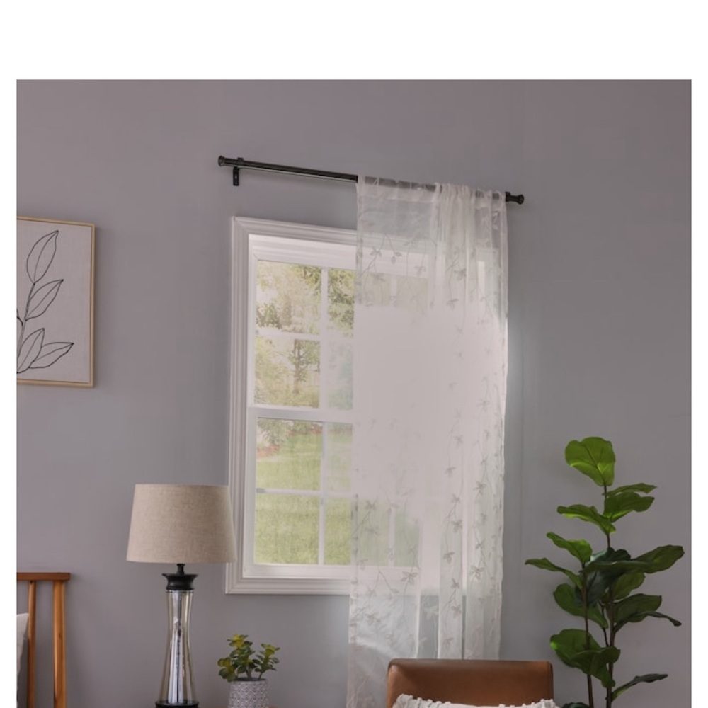 Allen + Roth Ivory Sheer Rod Pocket curtain two panels